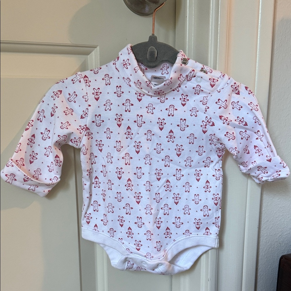 Baby Gingerbread-man White and Red Onesie